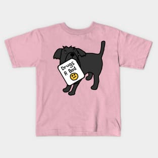 Cute Dog with Anti Drugs Message Kids T-Shirt